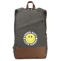 Smile Face Retro Choose Happy Cute Peace Positive  70s Cotton Canvas Backpack
