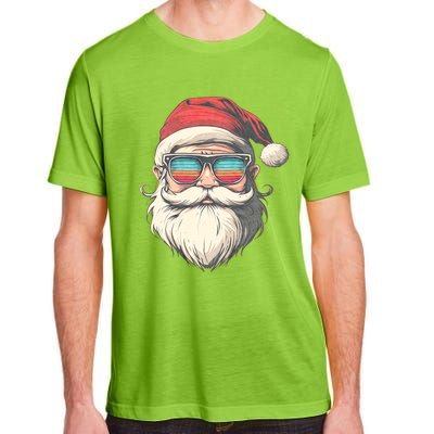 Santa Face Retro Sunglasses Christmas Xmas Adult ChromaSoft Performance T-Shirt