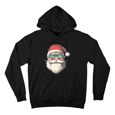 Santa Face Retro Sunglasses Christmas Xmas Hoodie