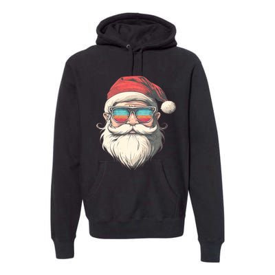 Santa Face Retro Sunglasses Christmas Xmas Premium Hoodie