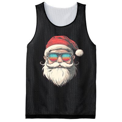 Santa Face Retro Sunglasses Christmas Xmas Mesh Reversible Basketball Jersey Tank