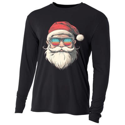 Santa Face Retro Sunglasses Christmas Xmas Cooling Performance Long Sleeve Crew