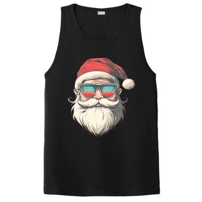 Santa Face Retro Sunglasses Christmas Xmas PosiCharge Competitor Tank