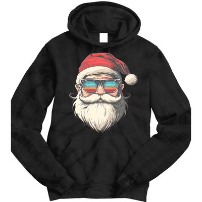 Santa Face Retro Sunglasses Christmas Xmas Tie Dye Hoodie