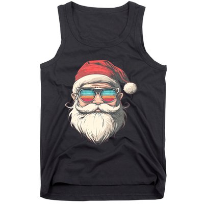 Santa Face Retro Sunglasses Christmas Xmas Tank Top