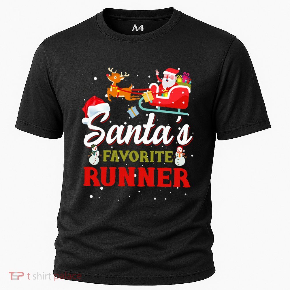 SantaS Favorite Runner Christmas Pajamas Gifts Cooling Performance Crew T-Shirt