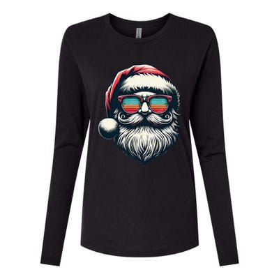 Santa Face Retro Sunglasses Christmas Xmas Womens Cotton Relaxed Long Sleeve T-Shirt