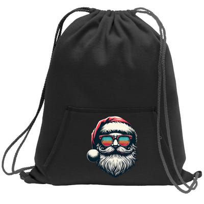 Santa Face Retro Sunglasses Christmas Xmas Sweatshirt Cinch Pack Bag