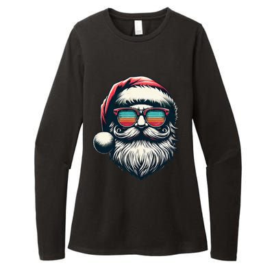 Santa Face Retro Sunglasses Christmas Xmas Womens CVC Long Sleeve Shirt