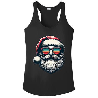 Santa Face Retro Sunglasses Christmas Xmas Ladies PosiCharge Competitor Racerback Tank