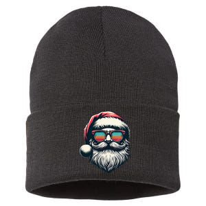 Santa Face Retro Sunglasses Christmas Xmas Sustainable Knit Beanie