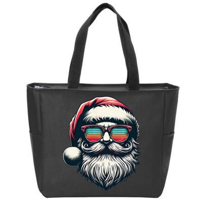 Santa Face Retro Sunglasses Christmas Xmas Zip Tote Bag