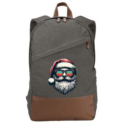 Santa Face Retro Sunglasses Christmas Xmas Cotton Canvas Backpack