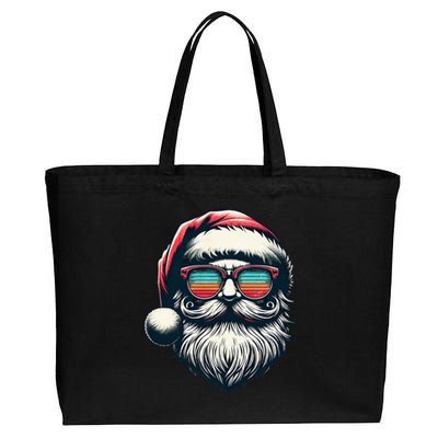 Santa Face Retro Sunglasses Christmas Xmas Cotton Canvas Jumbo Tote