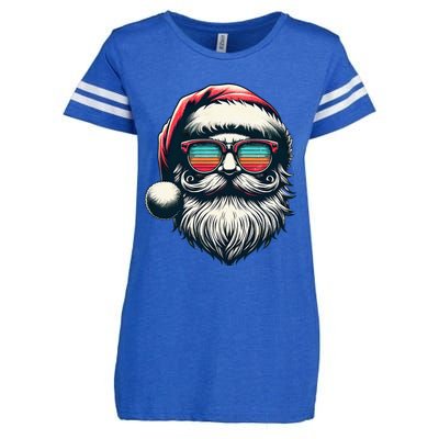 Santa Face Retro Sunglasses Christmas Xmas Enza Ladies Jersey Football T-Shirt