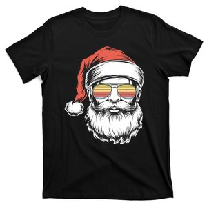 Santa Face Retro Sunglasses Christmas Xmas T-Shirt