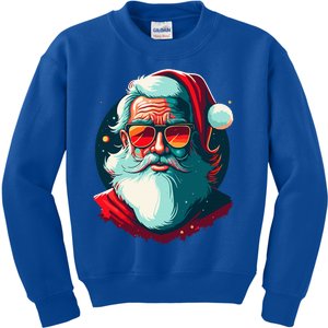 Santa Face Retro Sunglasses Christmas Xmas  Kids Sweatshirt