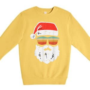 Santa Face Retro Sunglasses Christmas Xmas Premium Crewneck Sweatshirt