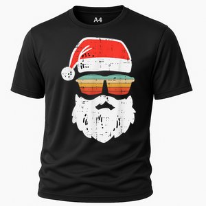 Santa Face Retro Sunglasses Christmas Xmas Cooling Performance Crew T-Shirt