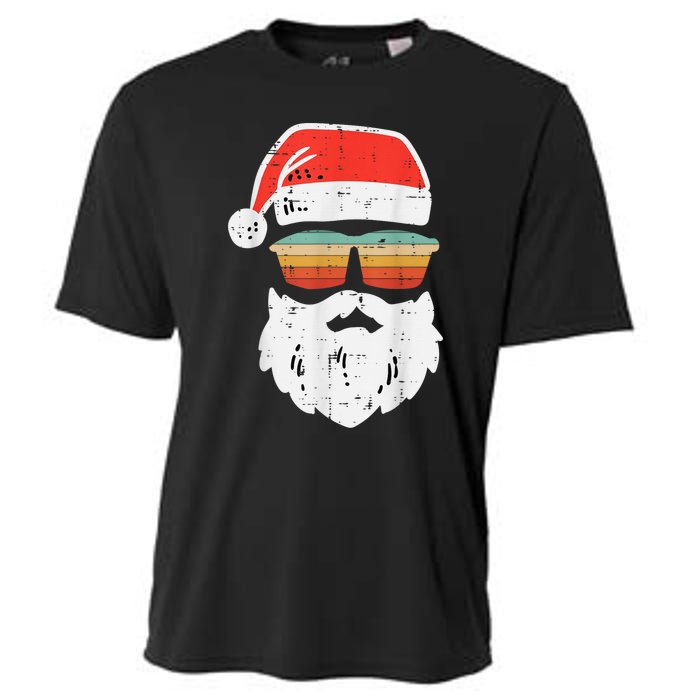 Santa Face Retro Sunglasses Christmas Xmas Cooling Performance Crew T-Shirt