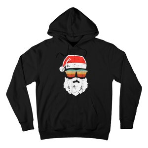 Santa Face Retro Sunglasses Christmas Xmas Hoodie