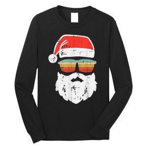 Santa Face Retro Sunglasses Christmas Xmas Long Sleeve Shirt