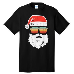 Santa Face Retro Sunglasses Christmas Xmas Tall T-Shirt