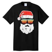 Santa Face Retro Sunglasses Christmas Xmas Tall T-Shirt