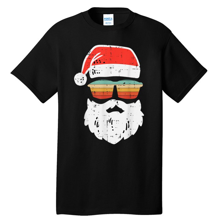 Santa Face Retro Sunglasses Christmas Xmas Tall T-Shirt