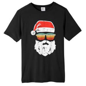 Santa Face Retro Sunglasses Christmas Xmas Tall Fusion ChromaSoft Performance T-Shirt