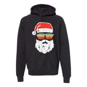 Santa Face Retro Sunglasses Christmas Xmas Premium Hoodie