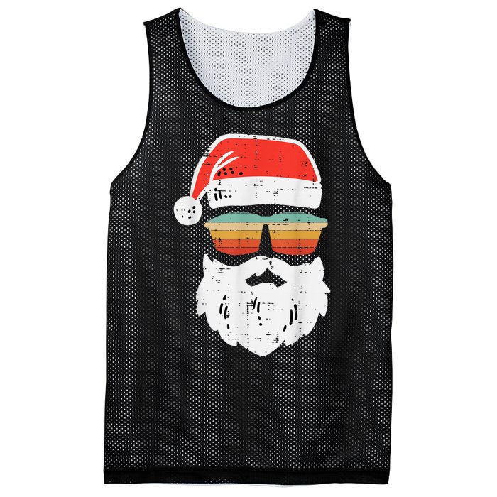 Santa Face Retro Sunglasses Christmas Xmas Mesh Reversible Basketball Jersey Tank