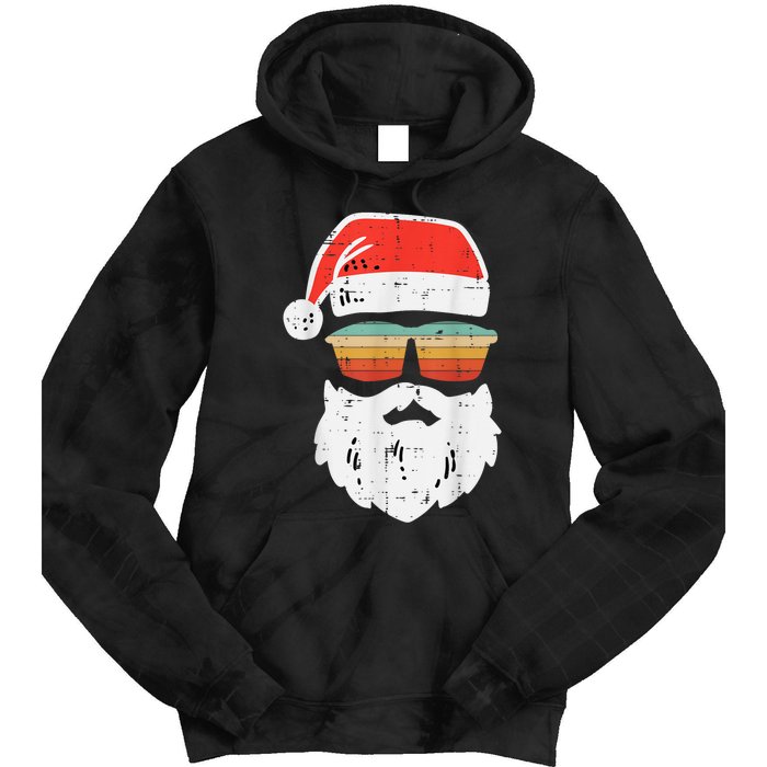 Santa Face Retro Sunglasses Christmas Xmas Tie Dye Hoodie