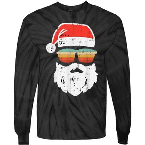 Santa Face Retro Sunglasses Christmas Xmas Tie-Dye Long Sleeve Shirt