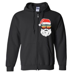 Santa Face Retro Sunglasses Christmas Xmas Full Zip Hoodie