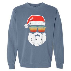 Santa Face Retro Sunglasses Christmas Xmas Garment-Dyed Sweatshirt