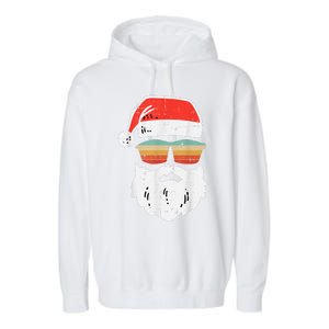 Santa Face Retro Sunglasses Christmas Xmas Garment-Dyed Fleece Hoodie