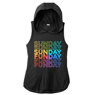 Sunday Funday Rainbow Fade Color Party Ladies PosiCharge Tri-Blend Wicking Draft Hoodie Tank