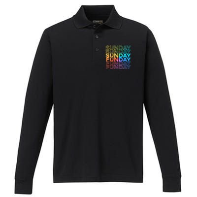 Sunday Funday Rainbow Fade Color Party Performance Long Sleeve Polo