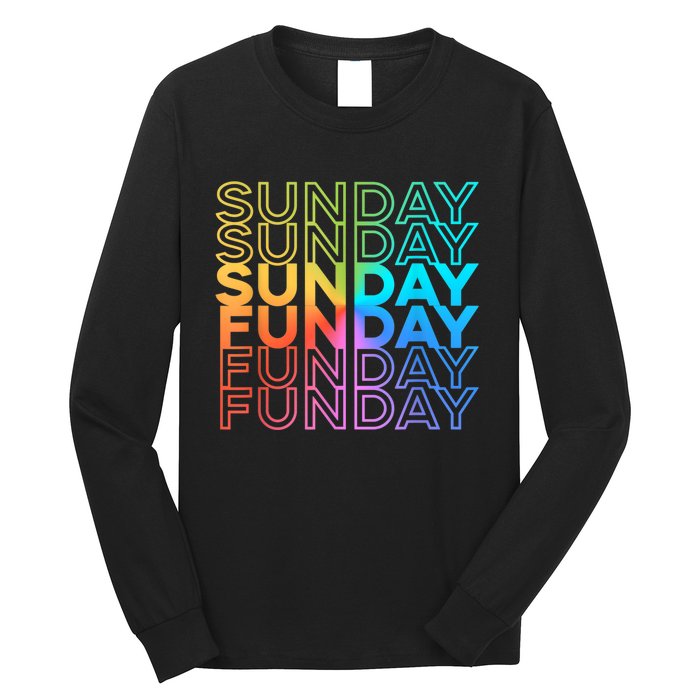 Sunday Funday Rainbow Fade Color Party Long Sleeve Shirt