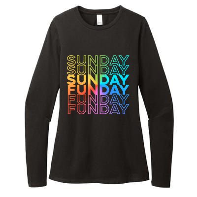 Sunday Funday Rainbow Fade Color Party Womens CVC Long Sleeve Shirt