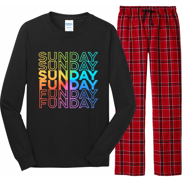 Sunday Funday Rainbow Fade Color Party Long Sleeve Pajama Set