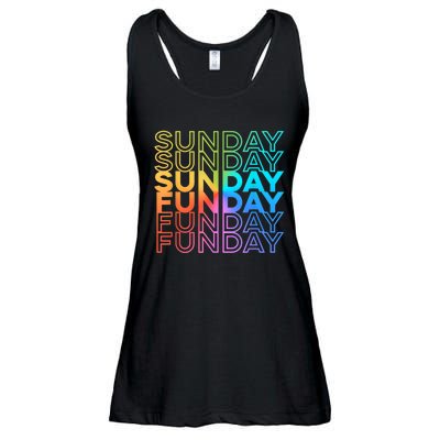 Sunday Funday Rainbow Fade Color Party Ladies Essential Flowy Tank