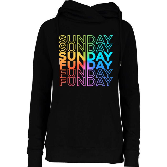 Sunday Funday Rainbow Fade Color Party Womens Funnel Neck Pullover Hood