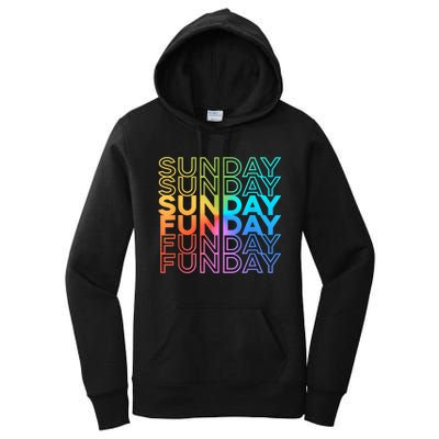 Sunday Funday Rainbow Fade Color Party Women's Pullover Hoodie