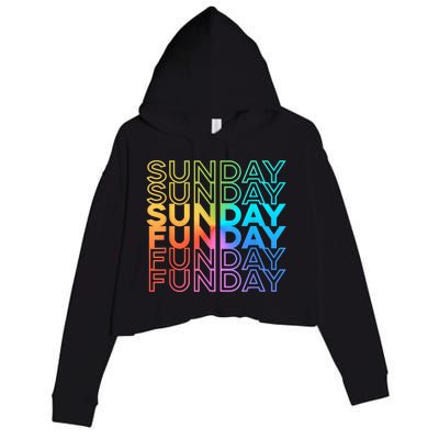 Sunday Funday Rainbow Fade Color Party Crop Fleece Hoodie