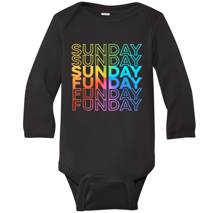 Sunday Funday Rainbow Fade Color Party Baby Long Sleeve Bodysuit