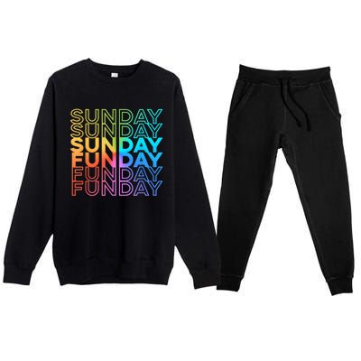 Sunday Funday Rainbow Fade Color Party Premium Crewneck Sweatsuit Set