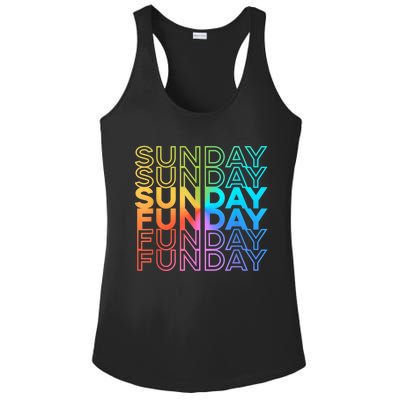 Sunday Funday Rainbow Fade Color Party Ladies PosiCharge Competitor Racerback Tank