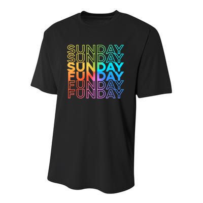 Sunday Funday Rainbow Fade Color Party Youth Performance Sprint T-Shirt